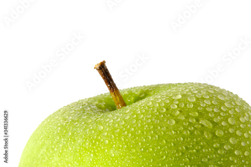 Bild auf Leinwand Close up fresh green Apple granny smith isolated on white background with water