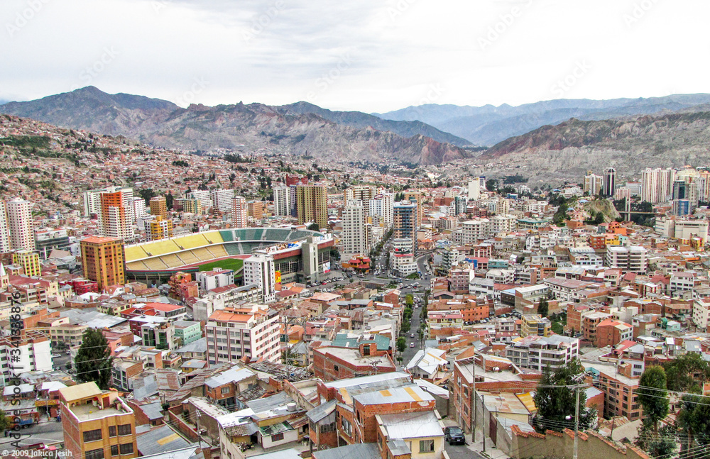 A view of Bolivia's capital La Paz on a cloudy day