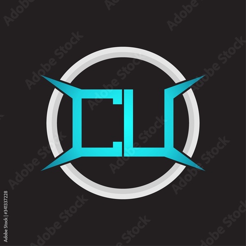 CU Logo monogram with circle and four taper shape design template
