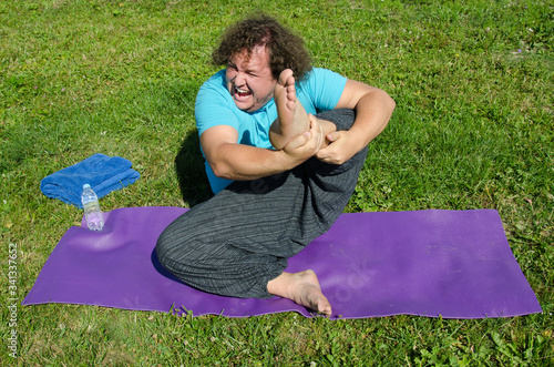 Yoga and a funny guy. photo