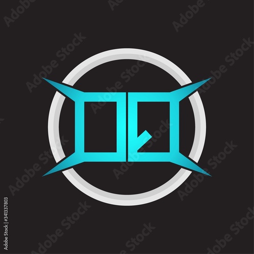 DQ Logo monogram with circle and four taper shape design template
