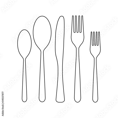 Cutlery  tableware  restaurant  knife  spoon  fork line icon.