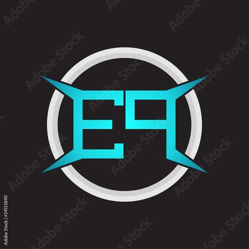 EP Logo monogram with circle and four taper shape design template