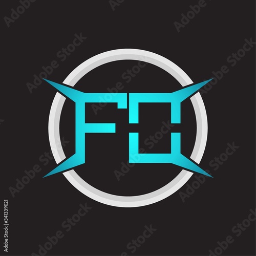 FO Logo monogram with circle and four taper shape design template