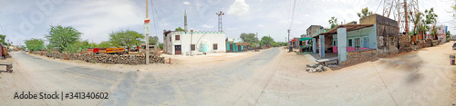 A panoramic view of deserted streets at Roopnagar village during first day of curfew imposed in wake of the deadly novel coronavirus pandemic in Beawar, Rajasthan, India.