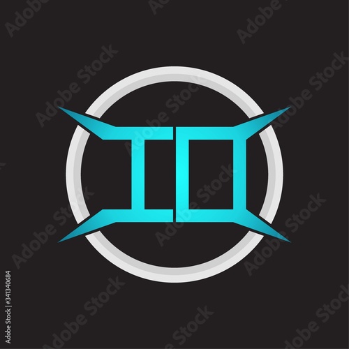 ID Logo monogram with circle and four taper shape design template