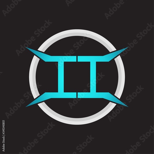 II Logo monogram with circle and four taper shape design template