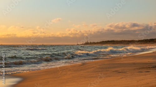 Amazing beach Gdansk  Stogi  Poland at the sunrise.