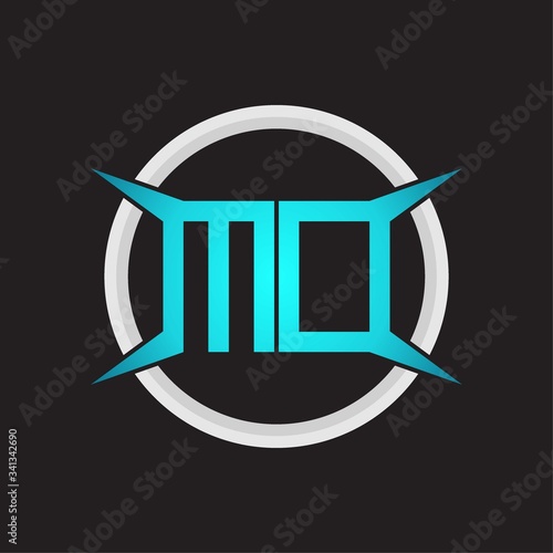 MD Logo monogram with circle and four taper shape design template