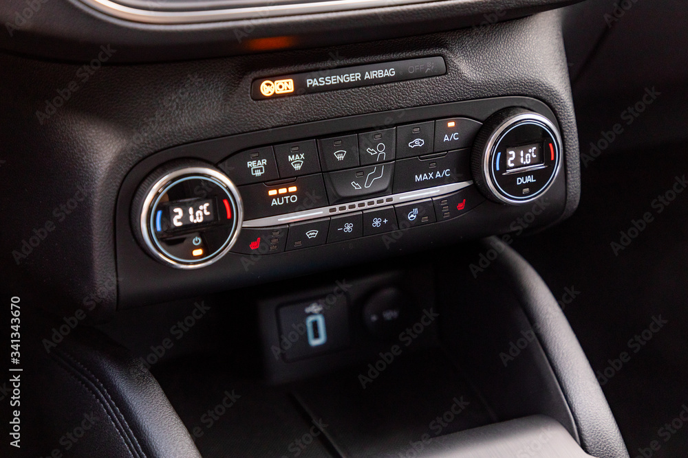 Air-condition controls in interior of a car