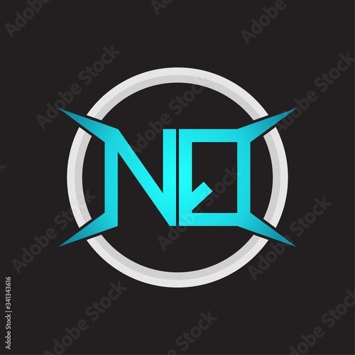 NQ Logo monogram with circle and four taper shape design template