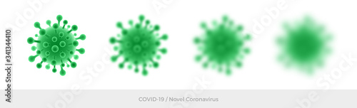 Green Coronavirus symbol. Virus symbol isolated and blurred on white background. Novel coronavirus 2019-nCoV. Vector illustration.