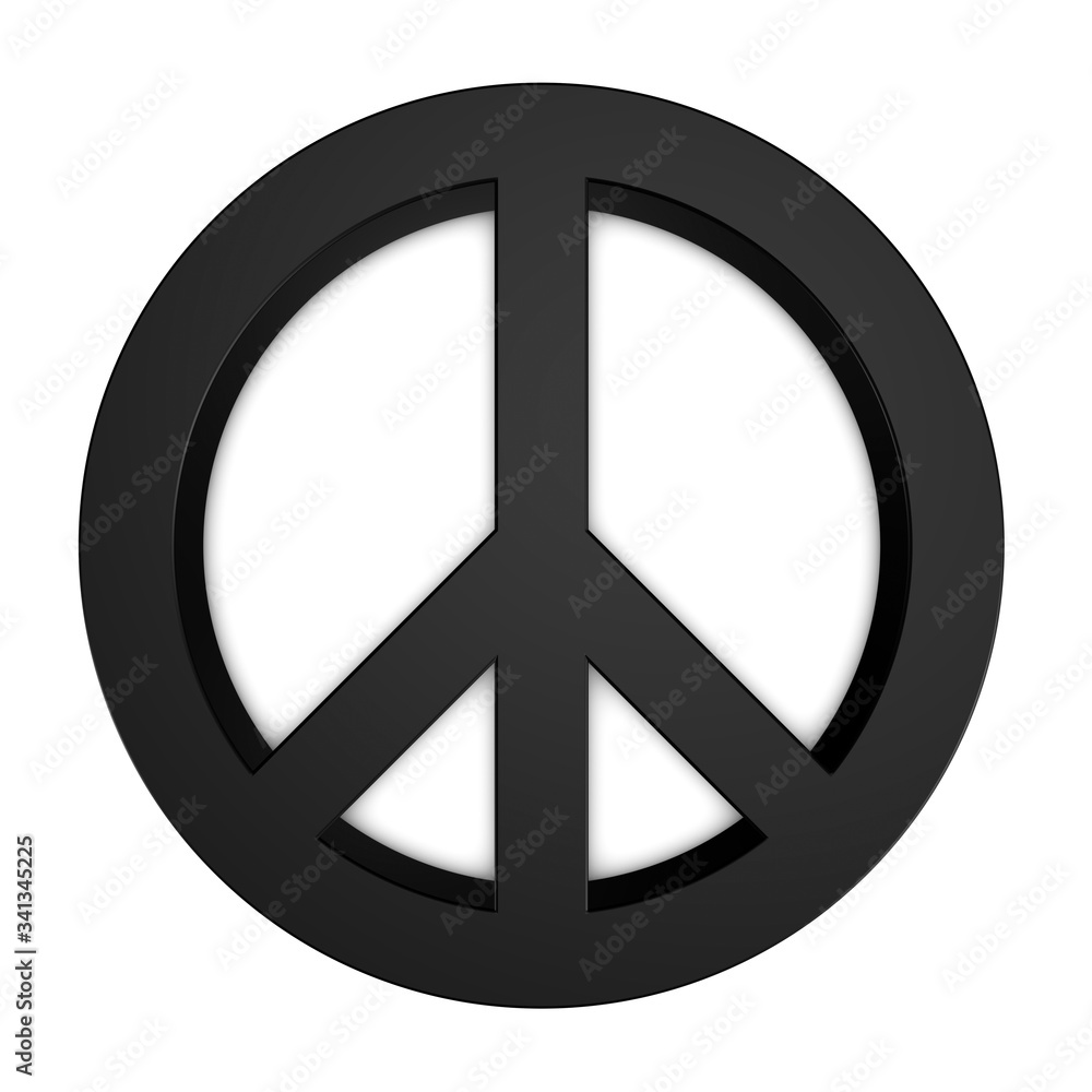 Peace Sign - Black 3D Illustration - Isolated On White Background Peace Sign - Black 3D Illustration - Isolated On White Background