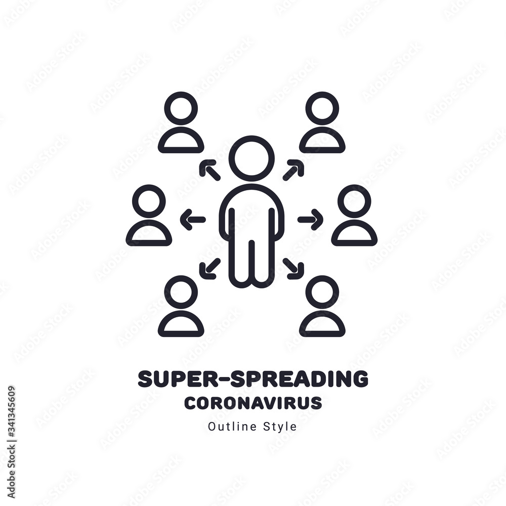 Super-Spreading coronavirus (COVID-19) concept illustration outline style Super-Spreading coronavirus (COVID-19) concept illustration outline style