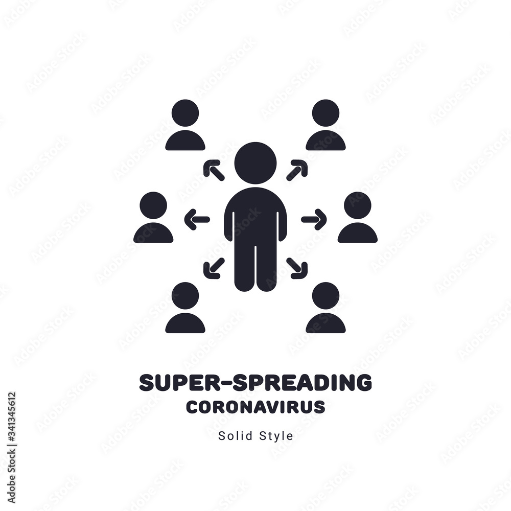 Super-Spreading coronavirus (COVID-19) concept illustration solid style Super-Spreading coronavirus (COVID-19) concept illustration solid style