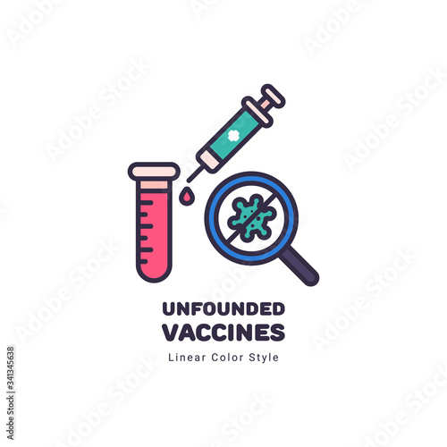 Unfounded vaccines Coronavirus concept illustrtion linear color style