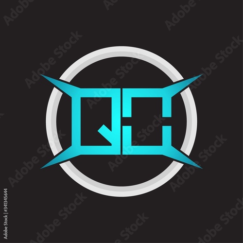 QO Logo monogram with circle and four taper shape design template