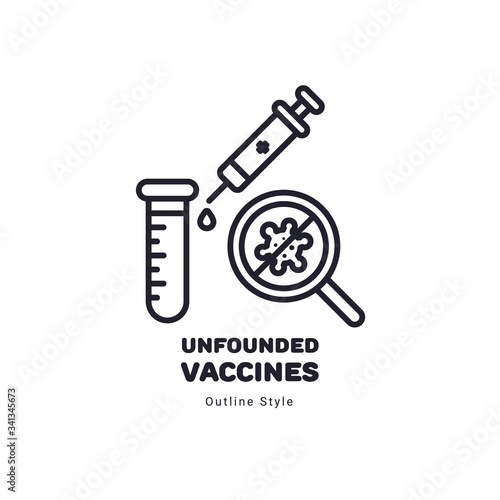 Unfounded vaccines Coronavirus concept illustrtion outline style