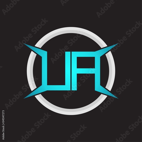 UA Logo monogram with circle and four taper shape design template