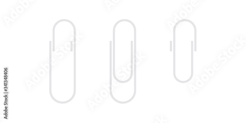 metal paper clip isolated on white background. Page holder, binder. Vector illustration.