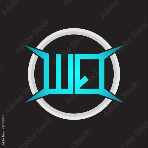 WQ Logo monogram with circle and four taper shape design template