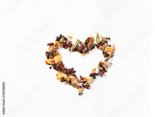 loose spices in the shape of a heart