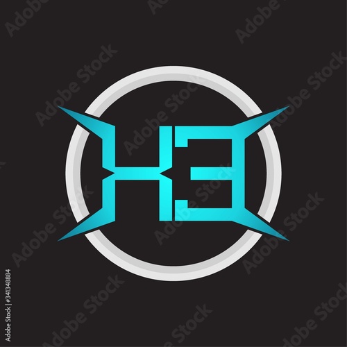 XE Logo monogram with circle and four taper shape design template