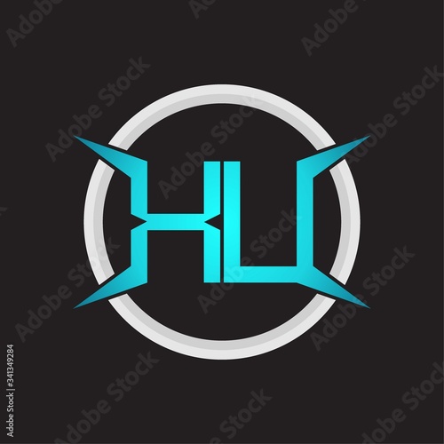 XU Logo monogram with circle and four taper shape design template
