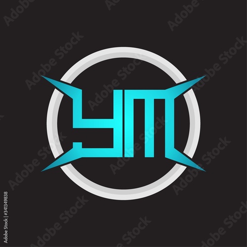 YM Logo monogram with circle and four taper shape design template