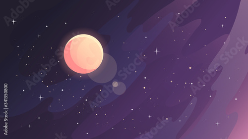 Beautiful starry landscape. Space scenery