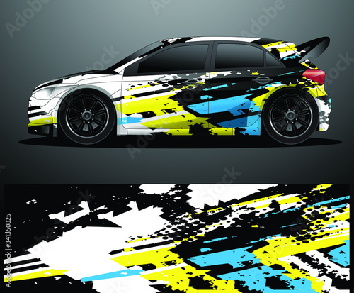 Rally car decal graphic wrap vector, abstract background