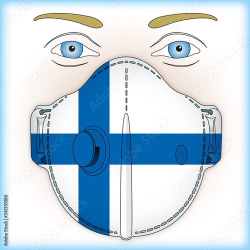 Antiviral mask for anti virus protection with Finland flag, vector illustration