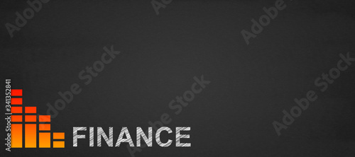 Finance word on a blackboard, Finance Banking Profit Money Profit Concept