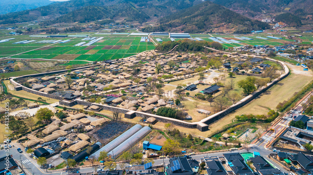 Aerial View of Suncheonman Bay National Garden located in Suncheon city,Jeonnam-do of South Korea.