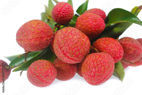 lychees isolated on white background photo