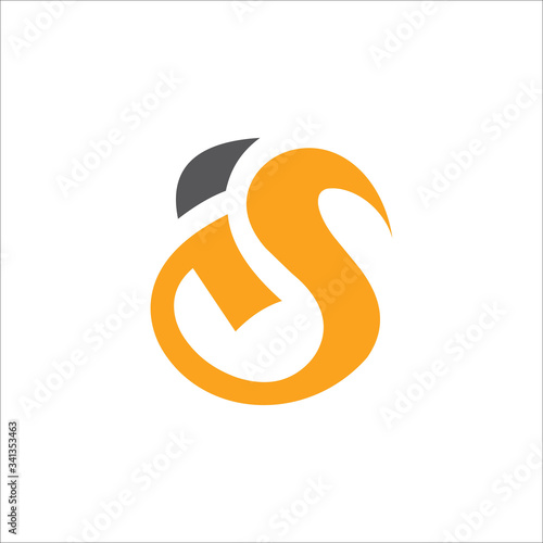 Initial letter is or si logo vector design template