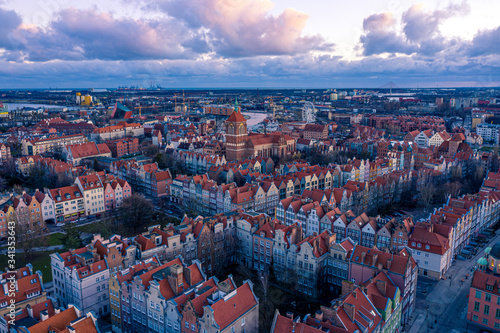 Obraz na płótnie Trójmiasto z lotu ptaka w salonie
