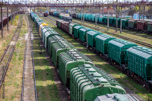 Принти на полотні railway station with wagons. Transportation.