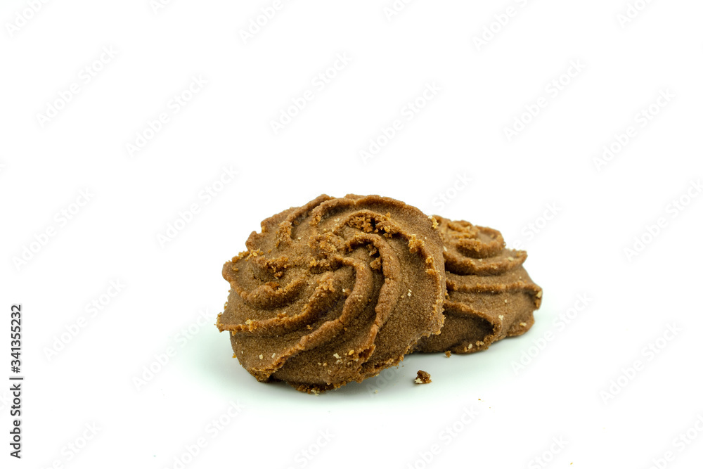 Premium butter cookies isolated on white background with copy space. Shallow depth of field. Premium butter cookies isolated on white background with copy space. Shallow depth of field.
