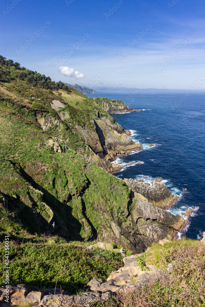 Fototapeta premium View of the sea between Donostia and Pasaia in the Basque Country