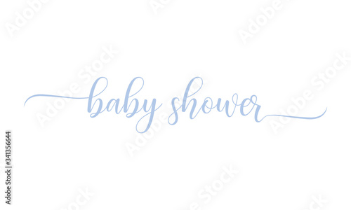BABY SHOWER. NEW BABY WISHES blue brush calligraphy banner with swashes
