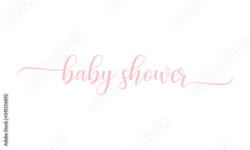BABY SHOWER. NEW BABY WISHES pink brush calligraphy banner with swashes