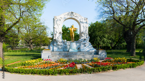 Photography Johann Strauss monument in the Vienna city park.