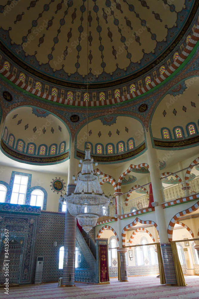 The interior of the main mosque in the town of Side. Anatolian coast. Turkey.