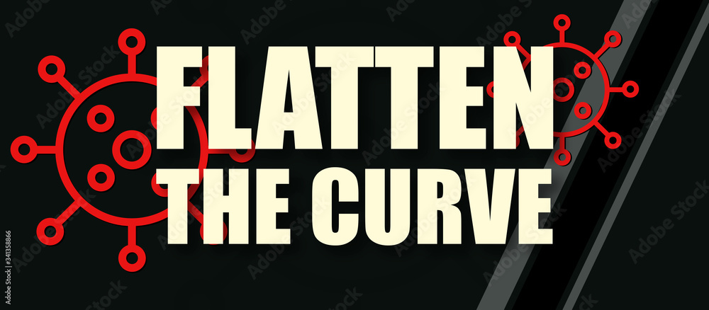 Flatten The Curve - text written on virus background