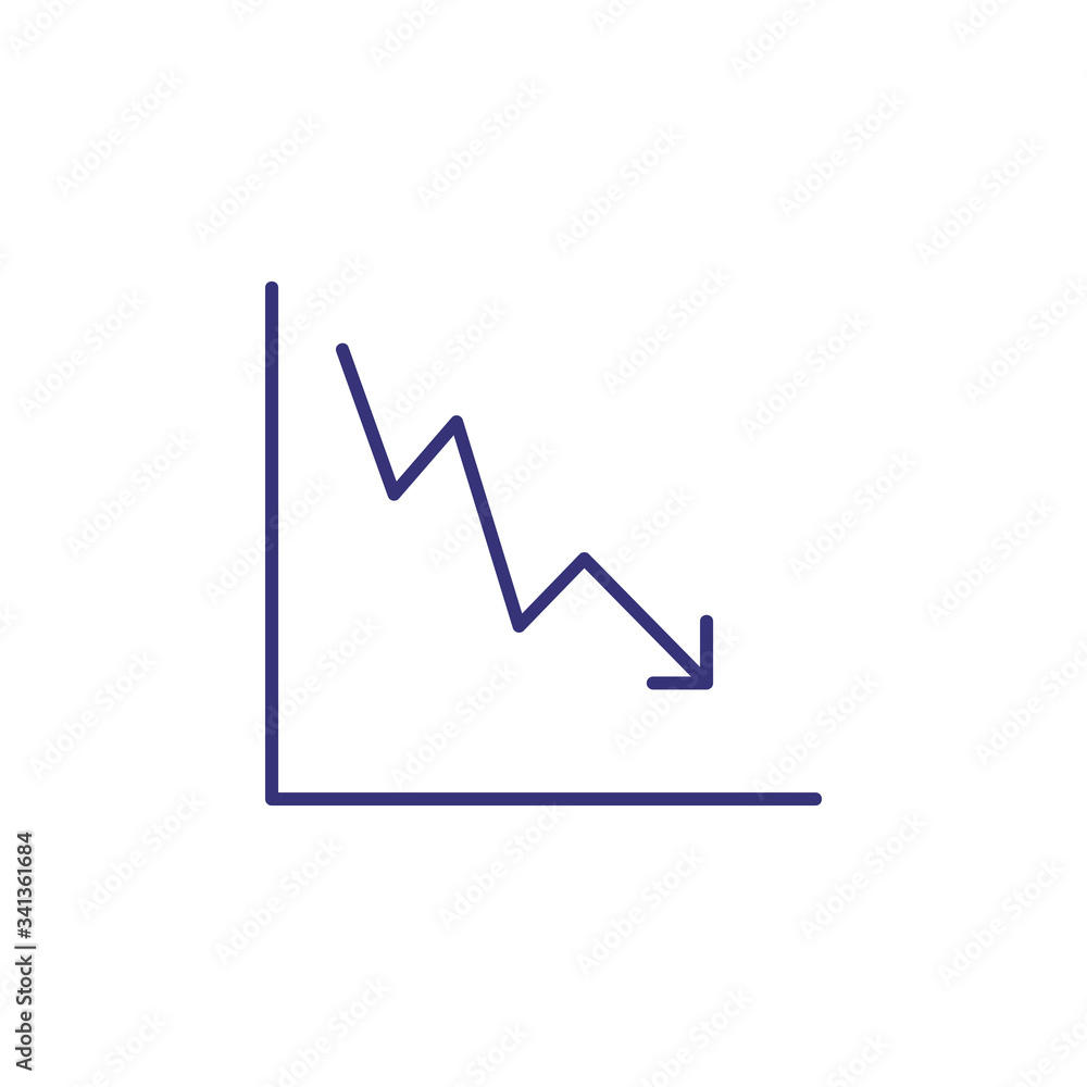Reduction chart line icon. Decrease graph, diagram, arrow down. Analysis concept. Can be used for topics like business, marketing, finance, research Reduction chart line icon. Decrease graph, diagram, arrow down. Analysis concept. Can be used for topics like business, marketing, finance, research