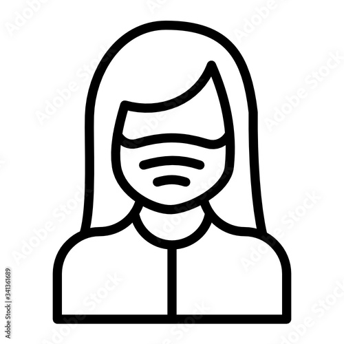 Young Cute Girl Wearing Surgical mask for Coronavirus prevenation Concept Vector Icon Design, dental hygienist Avatar, Social Distance Symbol on white background  