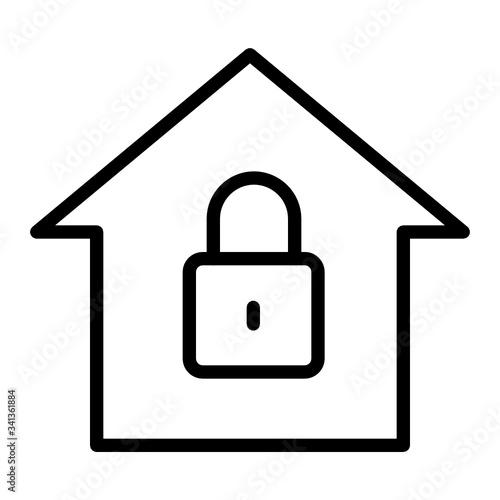 Secure Isolation Home concept, coronavirus quarantine period on white background, movement restriction vector icon design, lockdown yourself at home symbol  © shmai