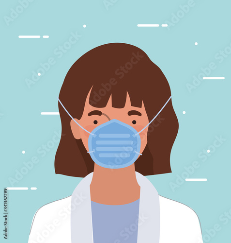 Woman doctor with mask against 2019 ncov virus vector design