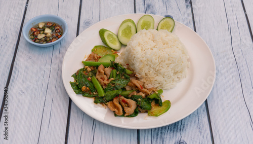 Thai Rice with Fried Pork and Vegetables 